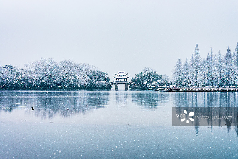 杭州西湖雪景图片素材