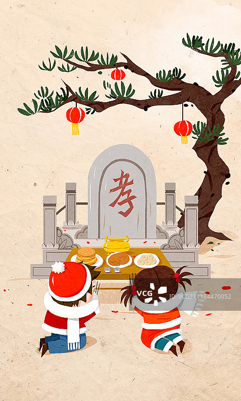 腊月二十九上坟祭祖无字版图片素材