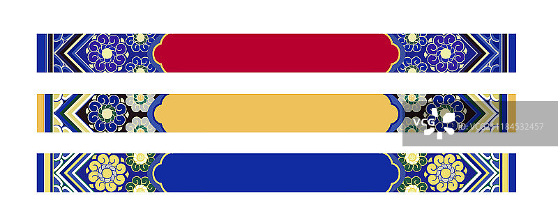 中国古建筑雕梁画栋矢量纹样图图片素材