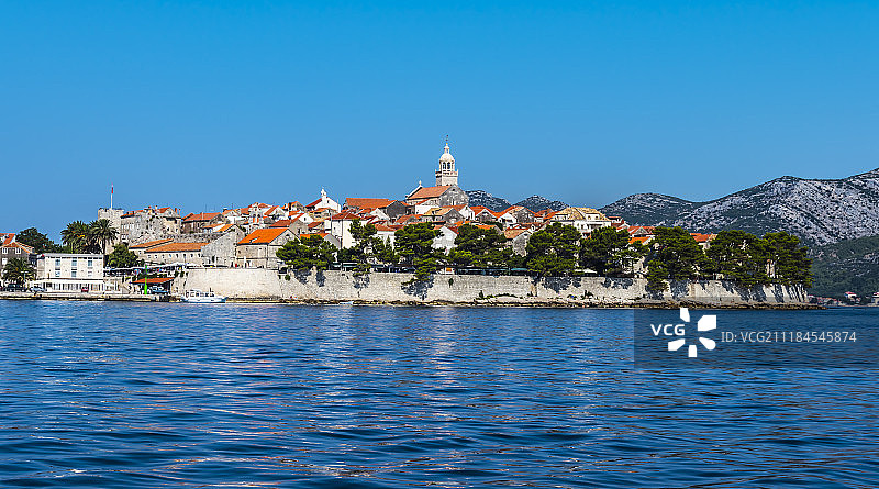 科尔丘拉的围墙老城区图片素材