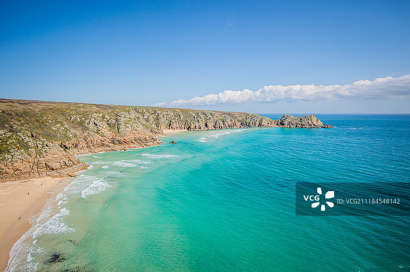 康沃尔郡波斯科诺海滩和洛根岩石图片素材