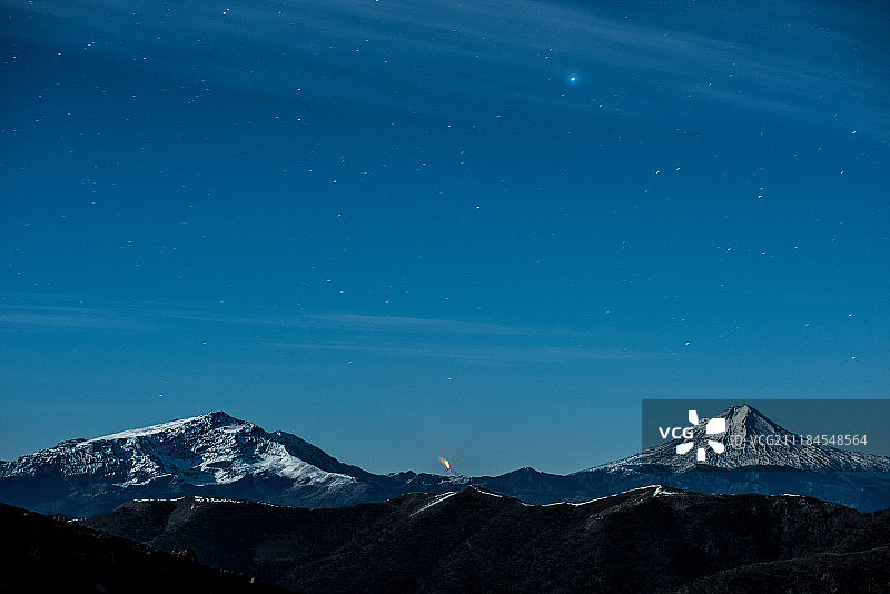 雪山上的璀璨星空图片素材