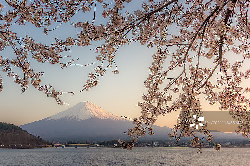 河口湖日出图片素材