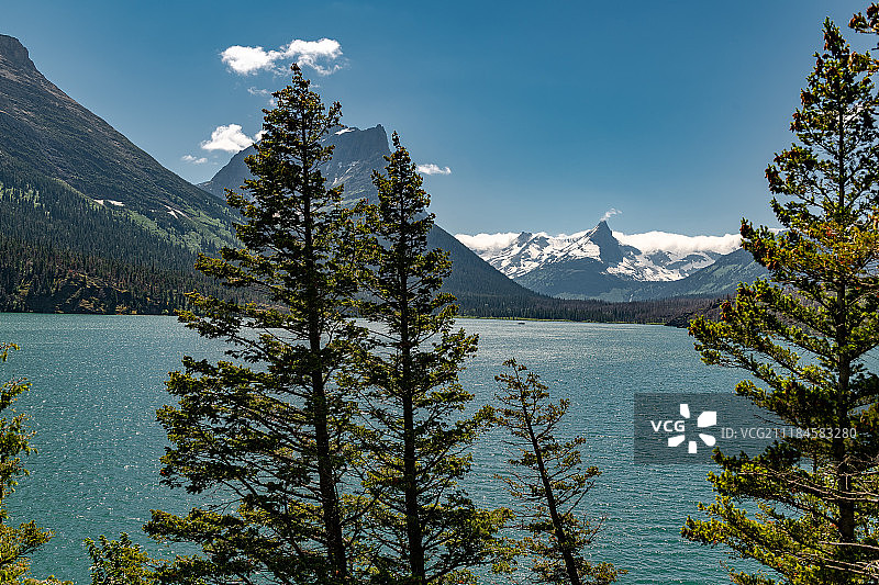 冰川国家公园圣玛丽湖的美丽景色图片素材