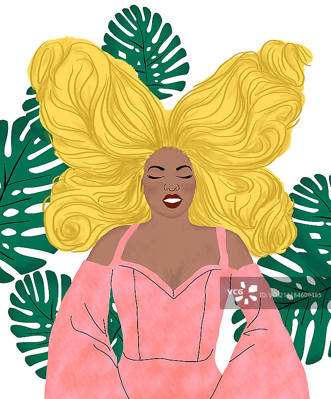 时尚女人和植物图片素材