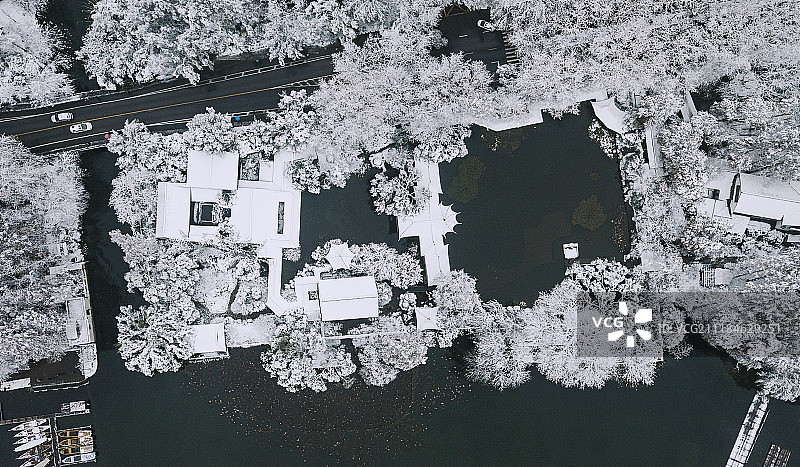 杭州西湖郭庄雪景图片素材