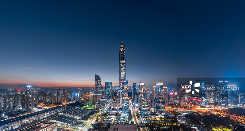深圳福田区CBD繁华夜景图片素材