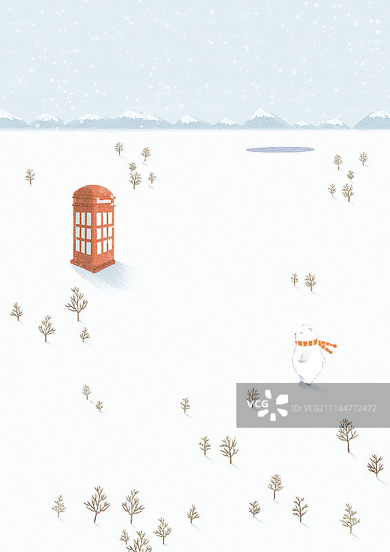 北欧风动物插画二十四节气图大雪图片素材