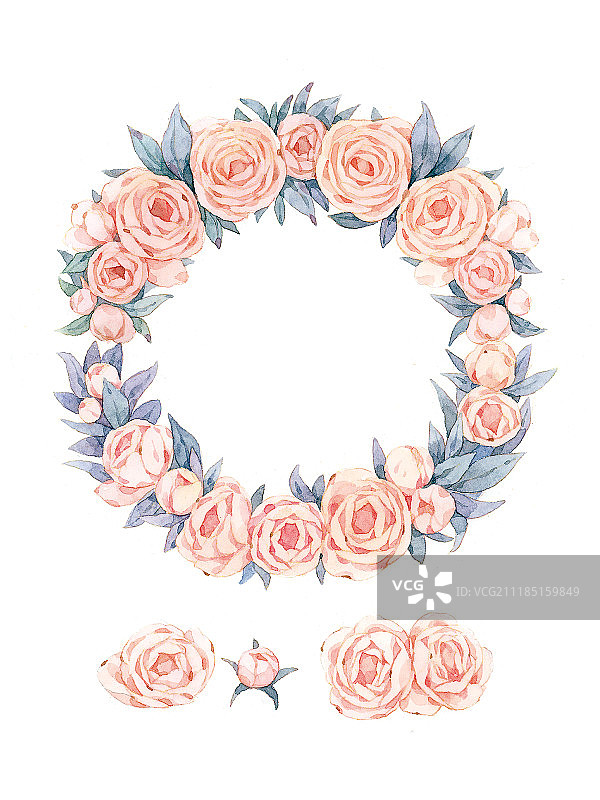 水彩花环图片素材