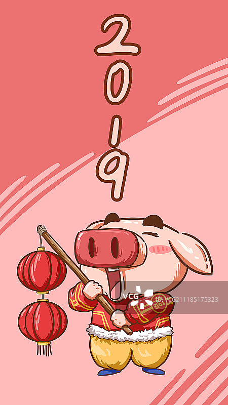 提灯笼的猪图片素材