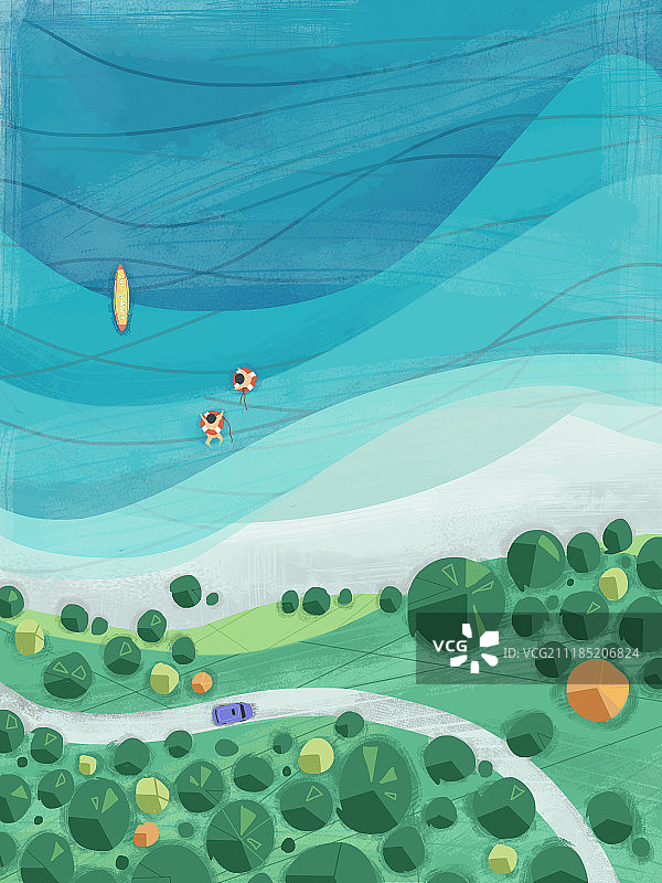 几何抽象海滩风景图片素材