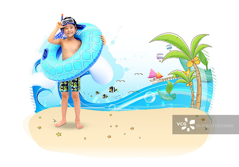 夏季比基尼情侣海滩度假图片素材