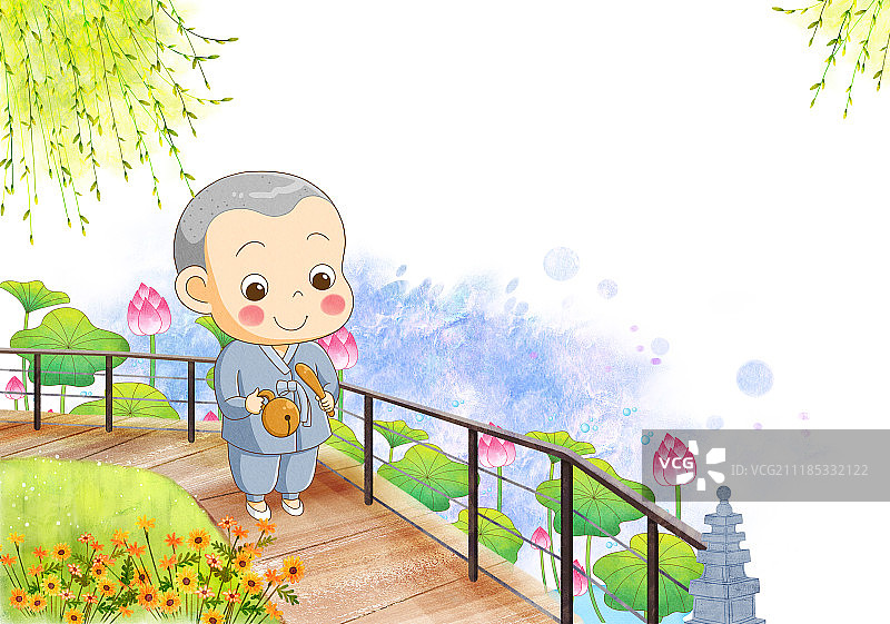 佛教僧侣佛像插画图片素材