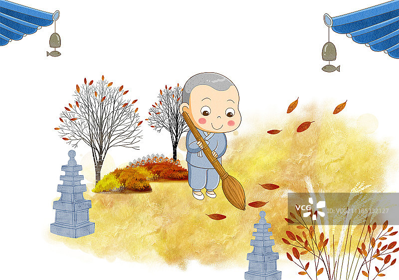 佛教僧侣佛像插画图片素材