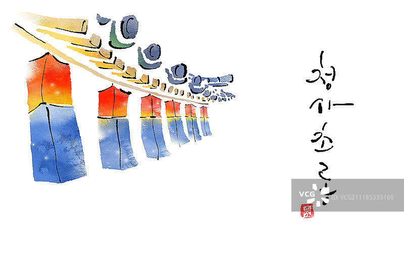 书法，政府建筑灯笼，韩国传统图片素材