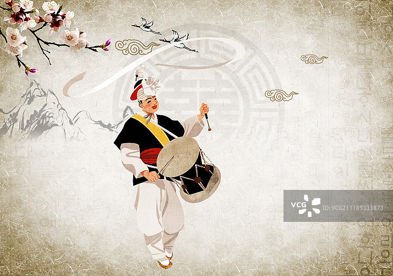 韩国传统农乐表演图片素材