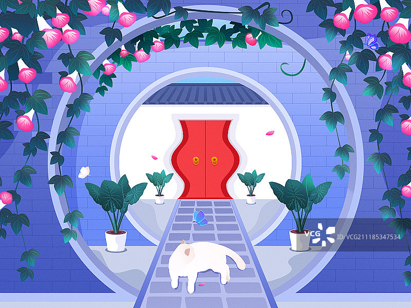 庭院里的大红门图片素材