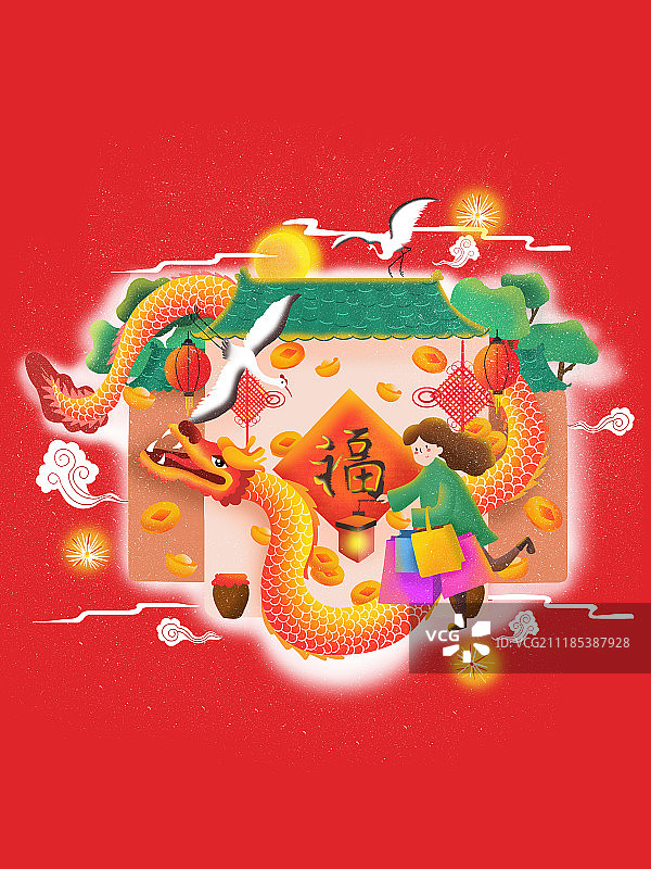 龙抬头插画图片素材