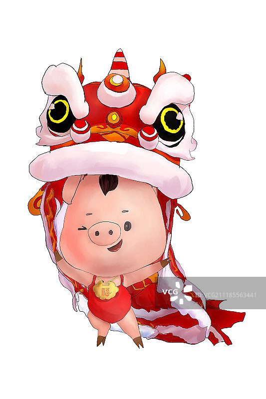 2019猪年小猪舞狮图片素材