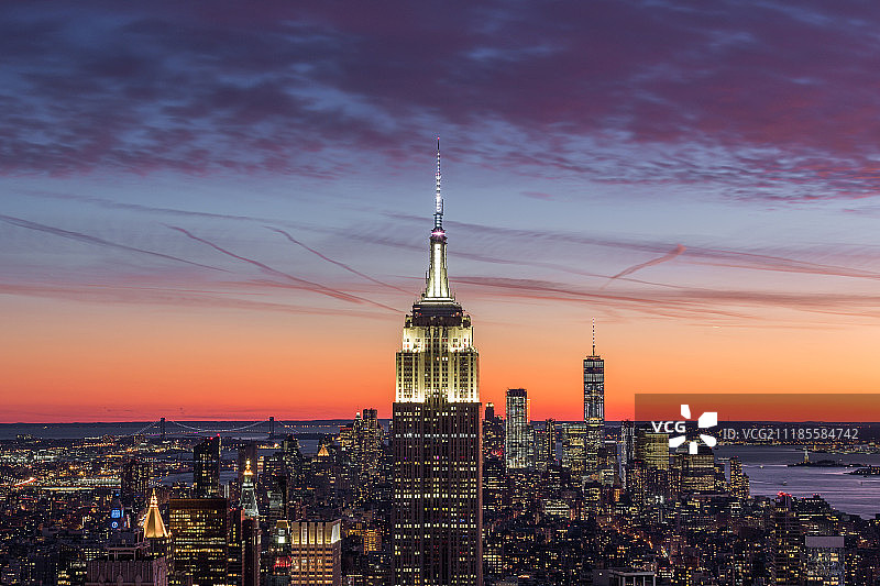纽约曼哈顿城市风光夜景图片素材