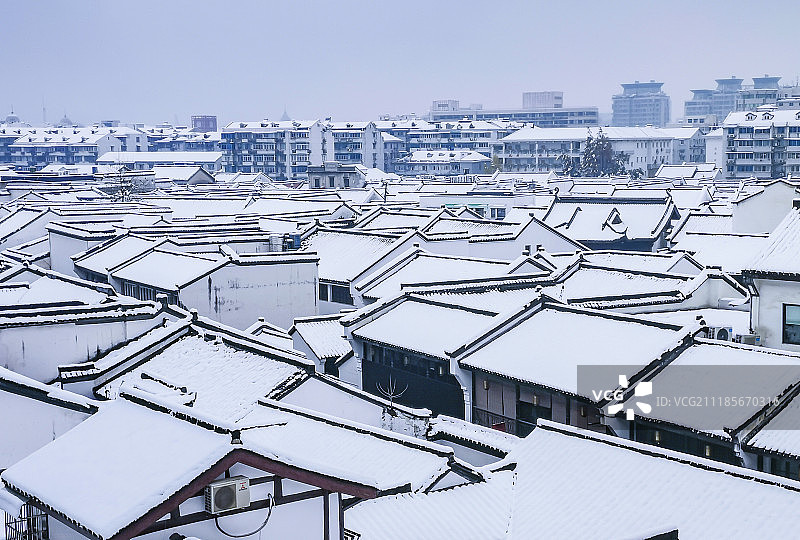 杭州河坊街雪后风光图片素材