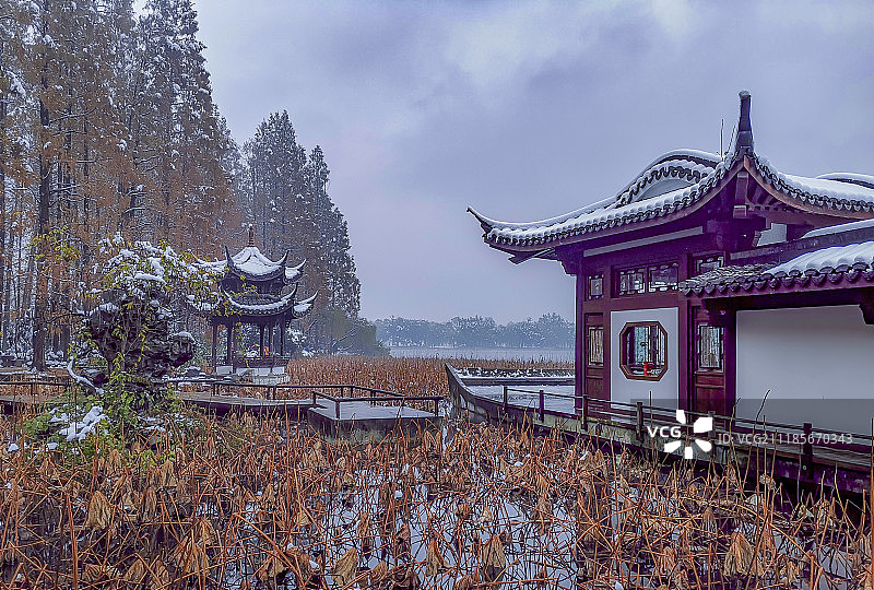 杭州河坊街雪后风光图片素材