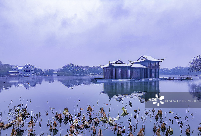 杭州河坊街雪后风光图片素材