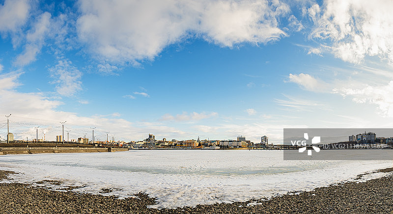城市风光（全景）：楚瓦什共和国切博克萨雷春湾景色图片素材