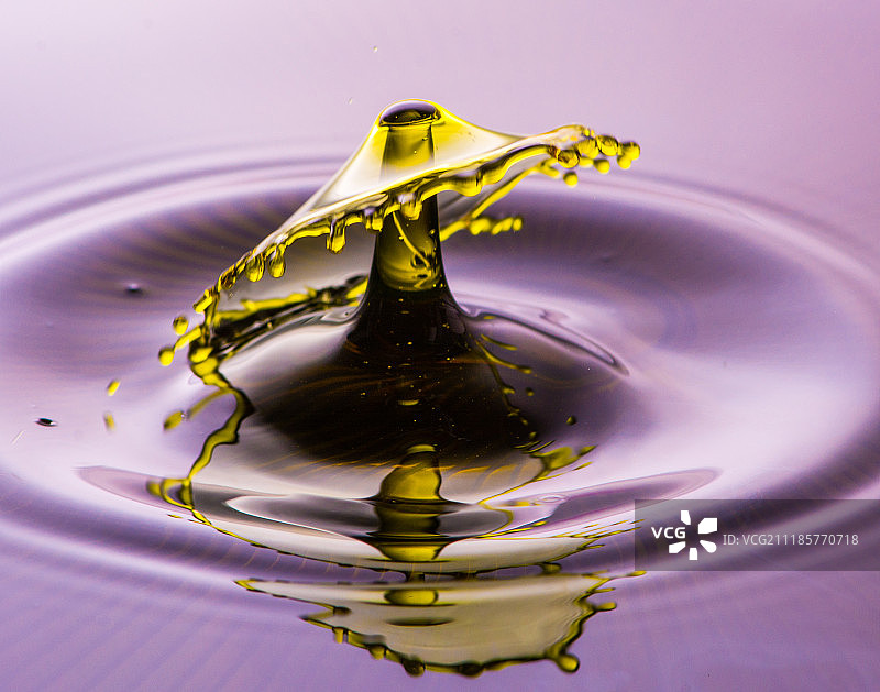 水滴落下特写图片素材