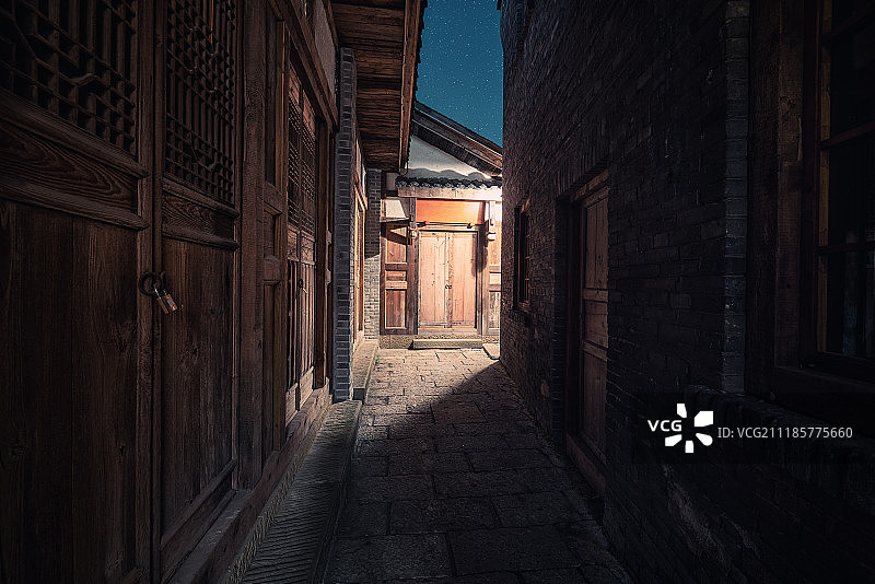 马桑溪古镇夜景图片素材