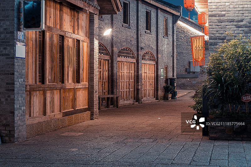 马桑溪古镇夜景图片素材