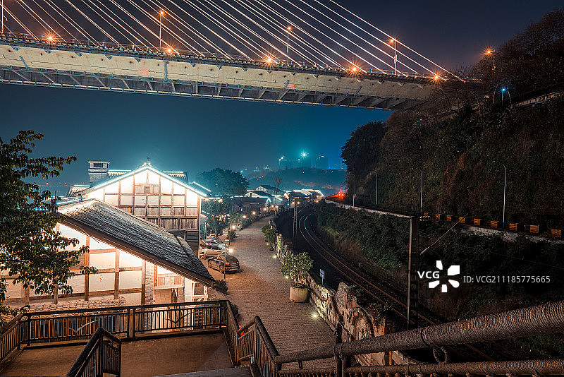 马桑溪古镇夜景图片素材