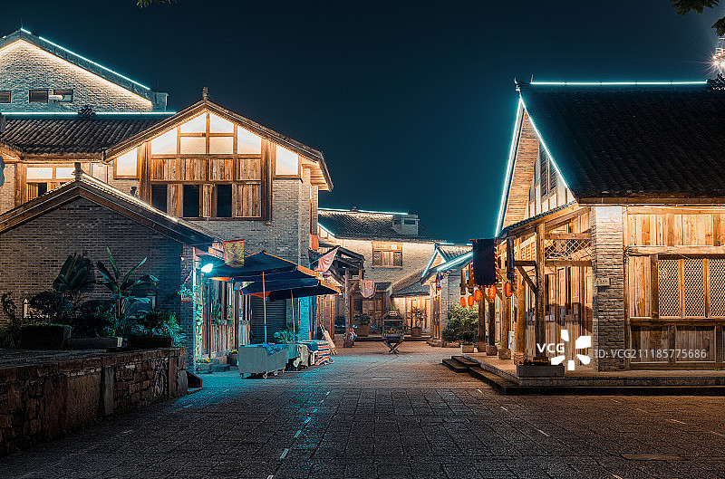 马桑溪古镇夜景图片素材