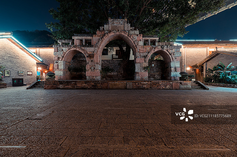 马桑溪古镇夜景图片素材