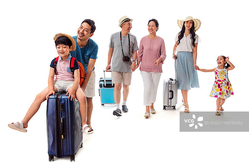 幸福的三代家庭旅行图片素材