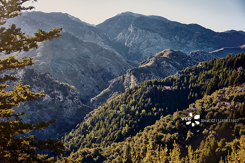 莱夫卡山麓的森林山坡高地图片素材