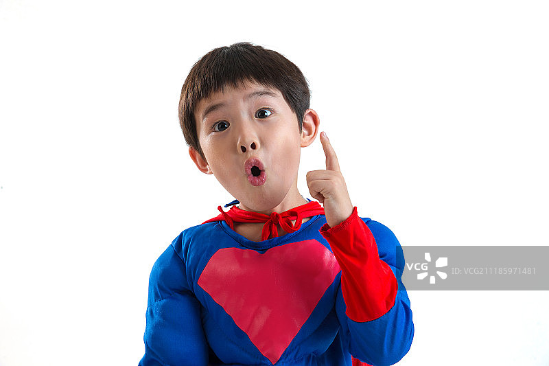 小男孩扮超人图片素材