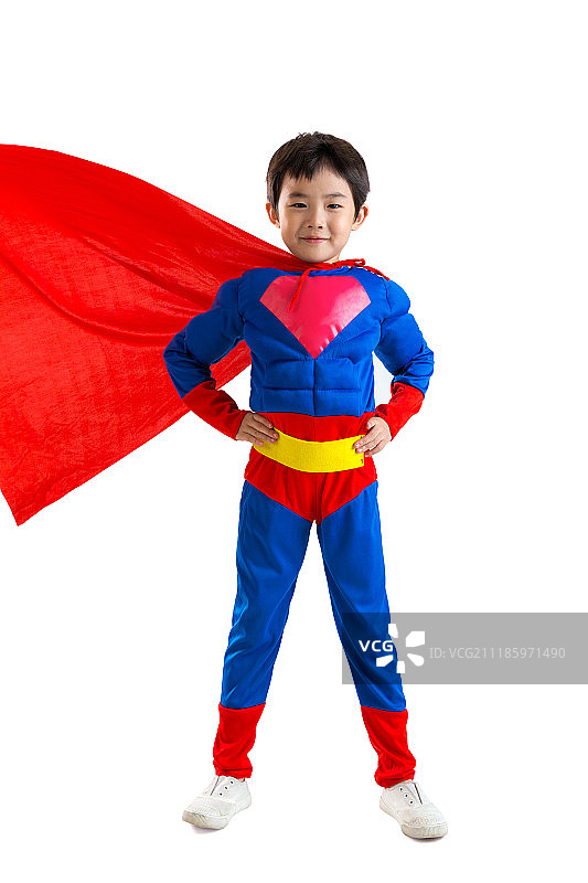 小男孩扮超人图片素材