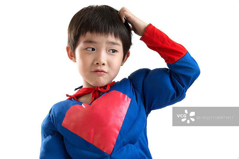 小男孩扮超人图片素材