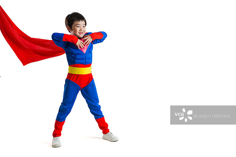 小男孩扮超人图片素材