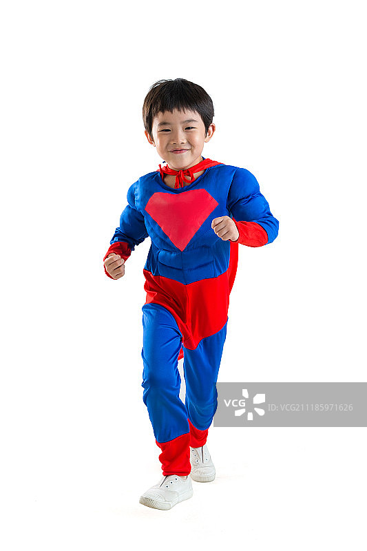 小男孩扮超人图片素材
