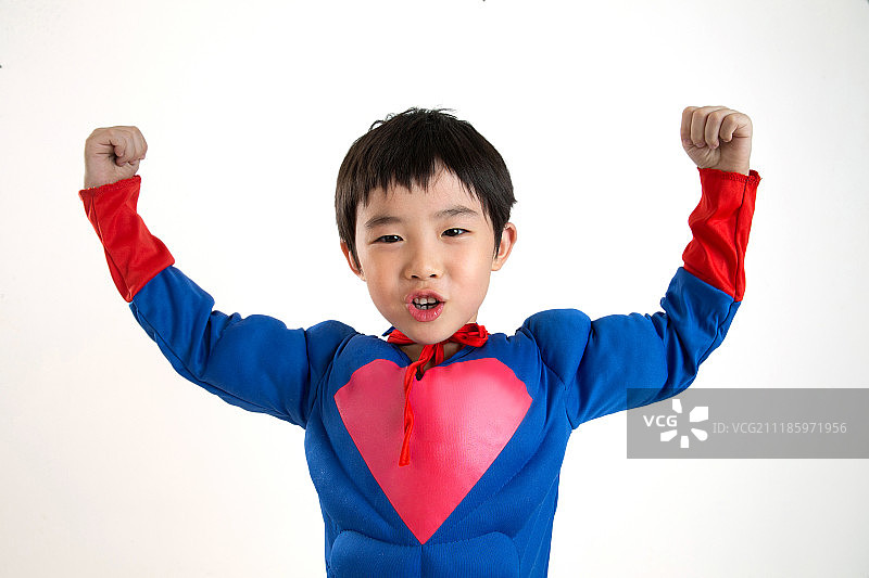 小男孩扮超人图片素材