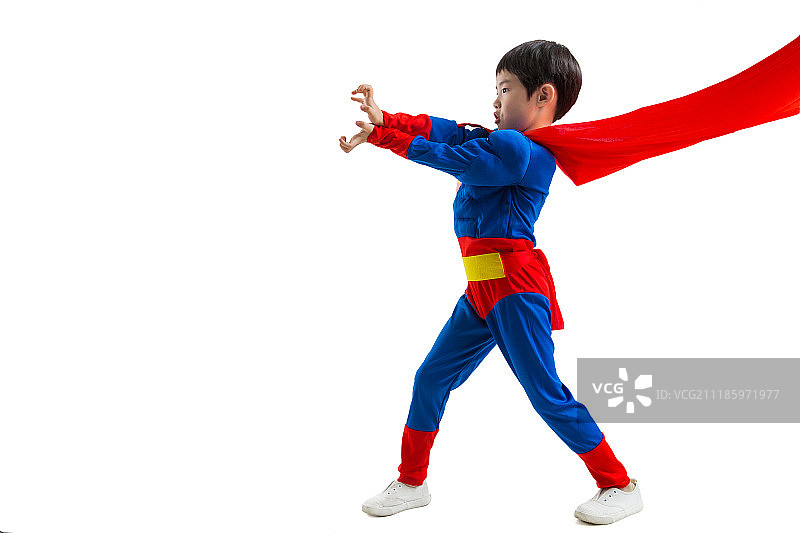 小男孩扮超人图片素材