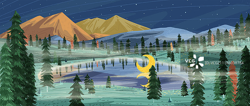 山间明月图片素材