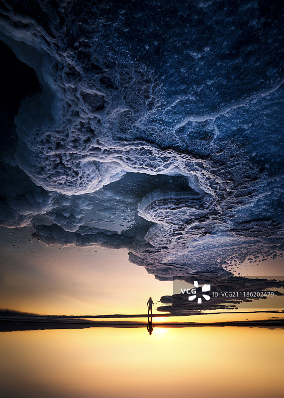 青海盐湖日出风光图片素材