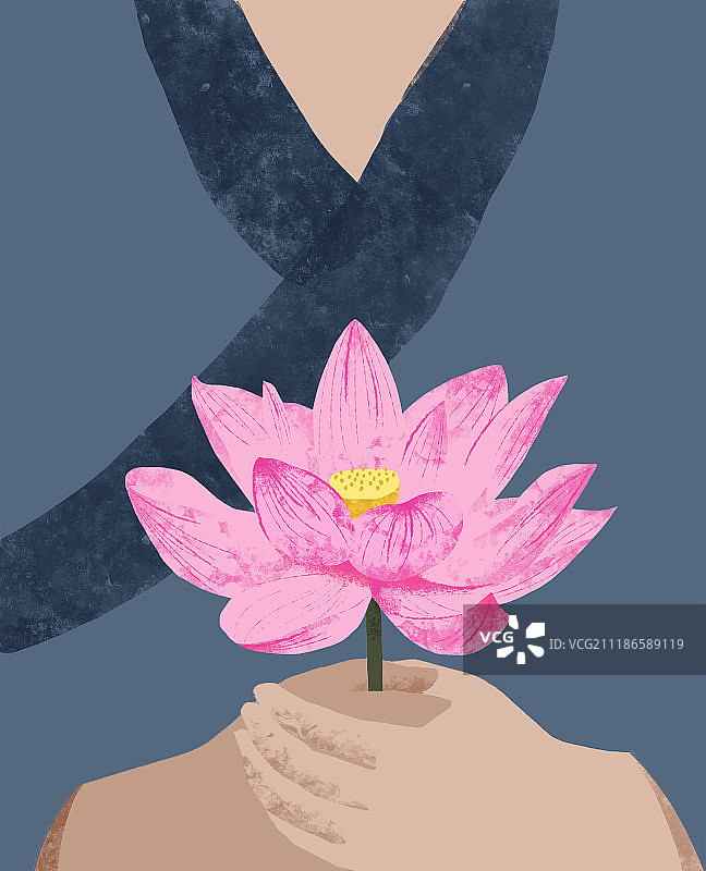 佛系手捧莲花图片素材