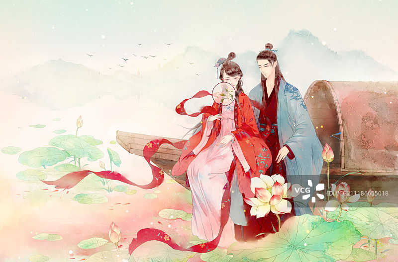 七夕情人节情侣图片素材