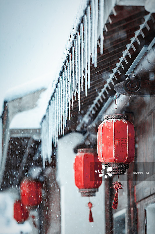 南京夫子庙雪中小景图片素材