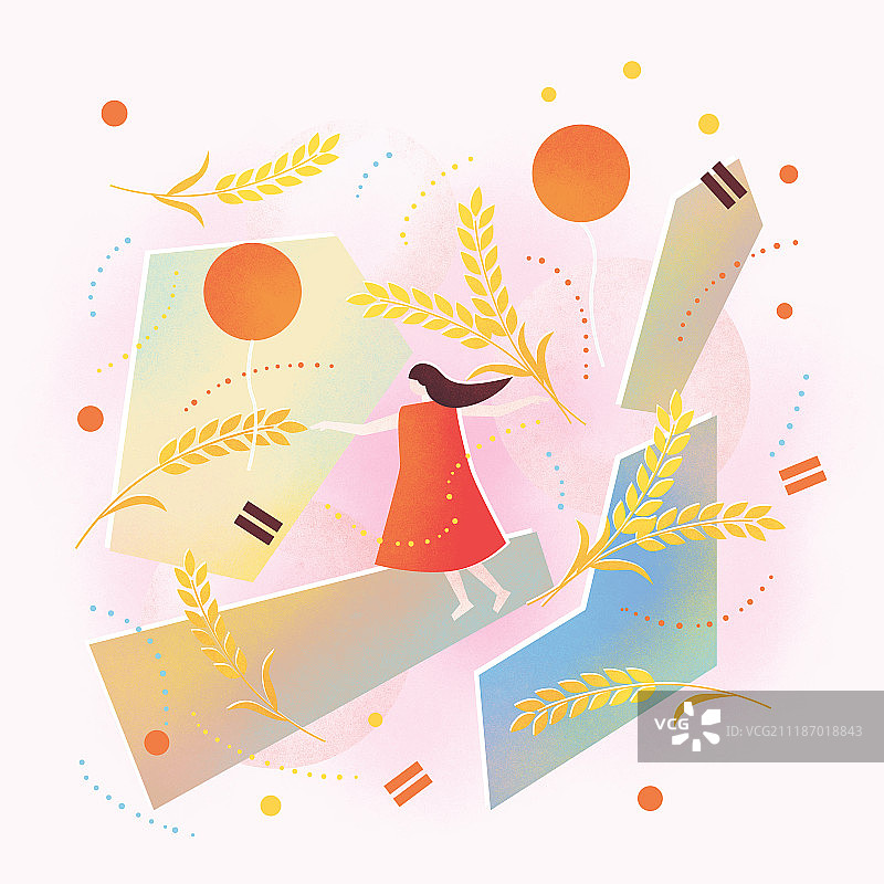 24节气扁平化芒种图片素材