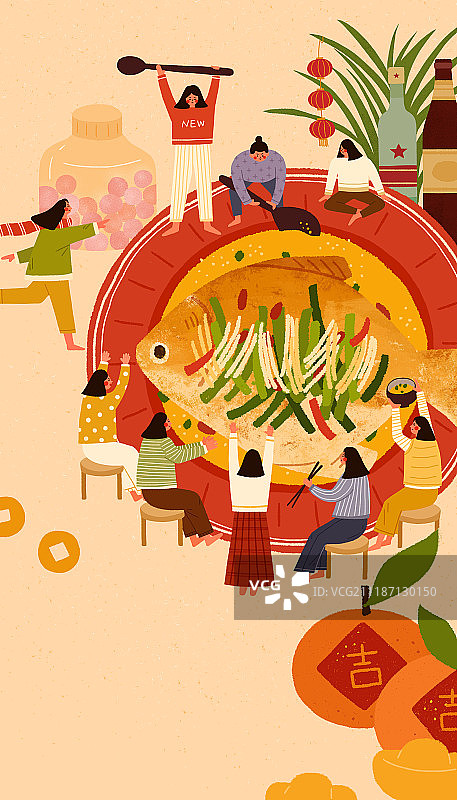 年年有余年夜饭图片素材